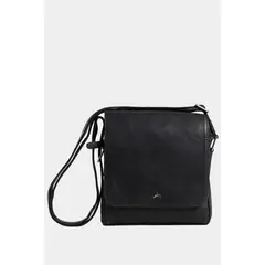 VELEZ - Vélez Cartera Bandolera Remin 2 Cuero Hombre Grabado Negro