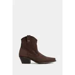 VELEZ - Vélez Botines Tacón Viana Cuero Mujer Sesgos Contraste Café