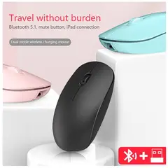 GENERICO - Mouse Ratón Inalámbrico Recargable Bluetooth Universal Dual 24G Negro