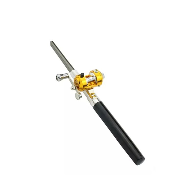 GENERICO - Kit caña de pescar telescópica mini forma de bolígrafo negro