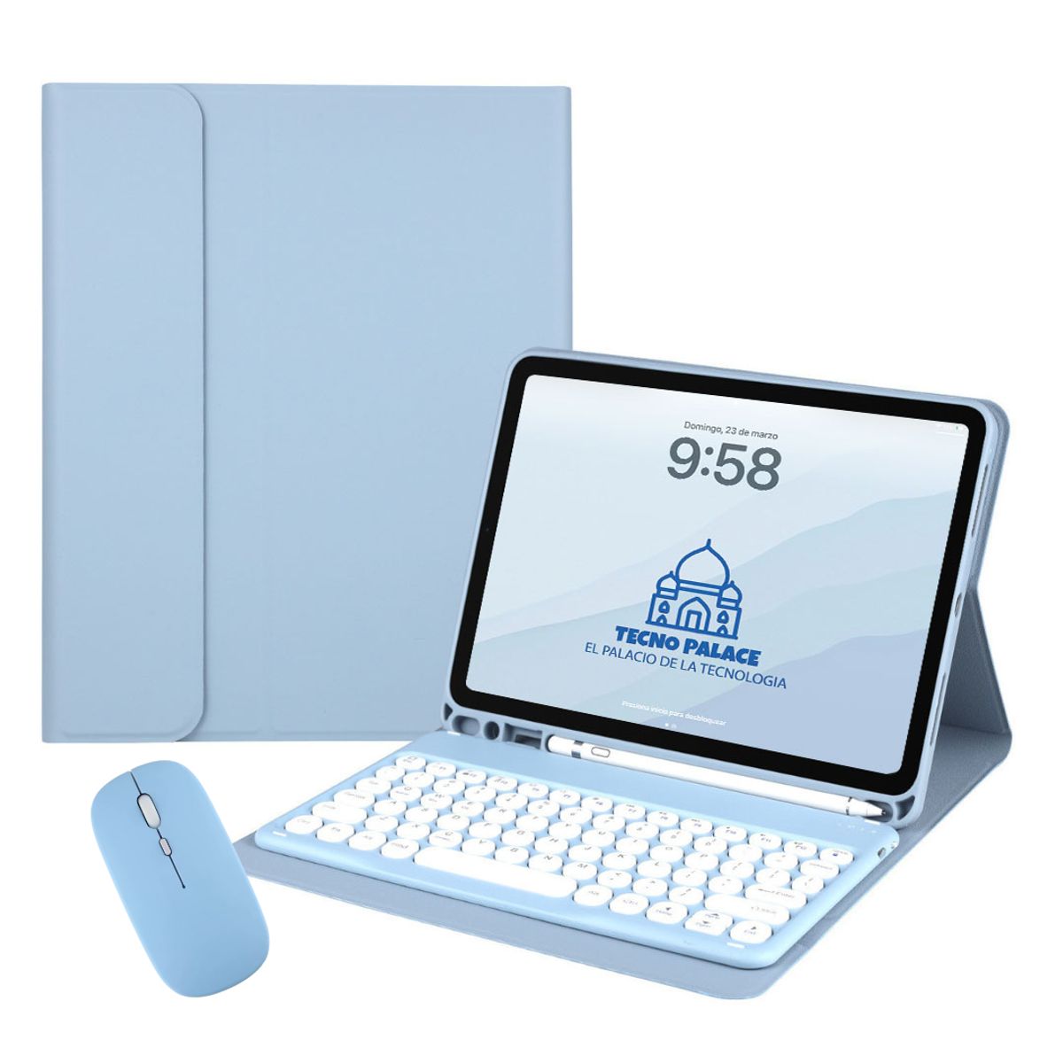 GENERICO - Fundas Con Teclado 2.0 y Mouse Para iPad 10,2 (7,8,9 GEN) - letra Ñ