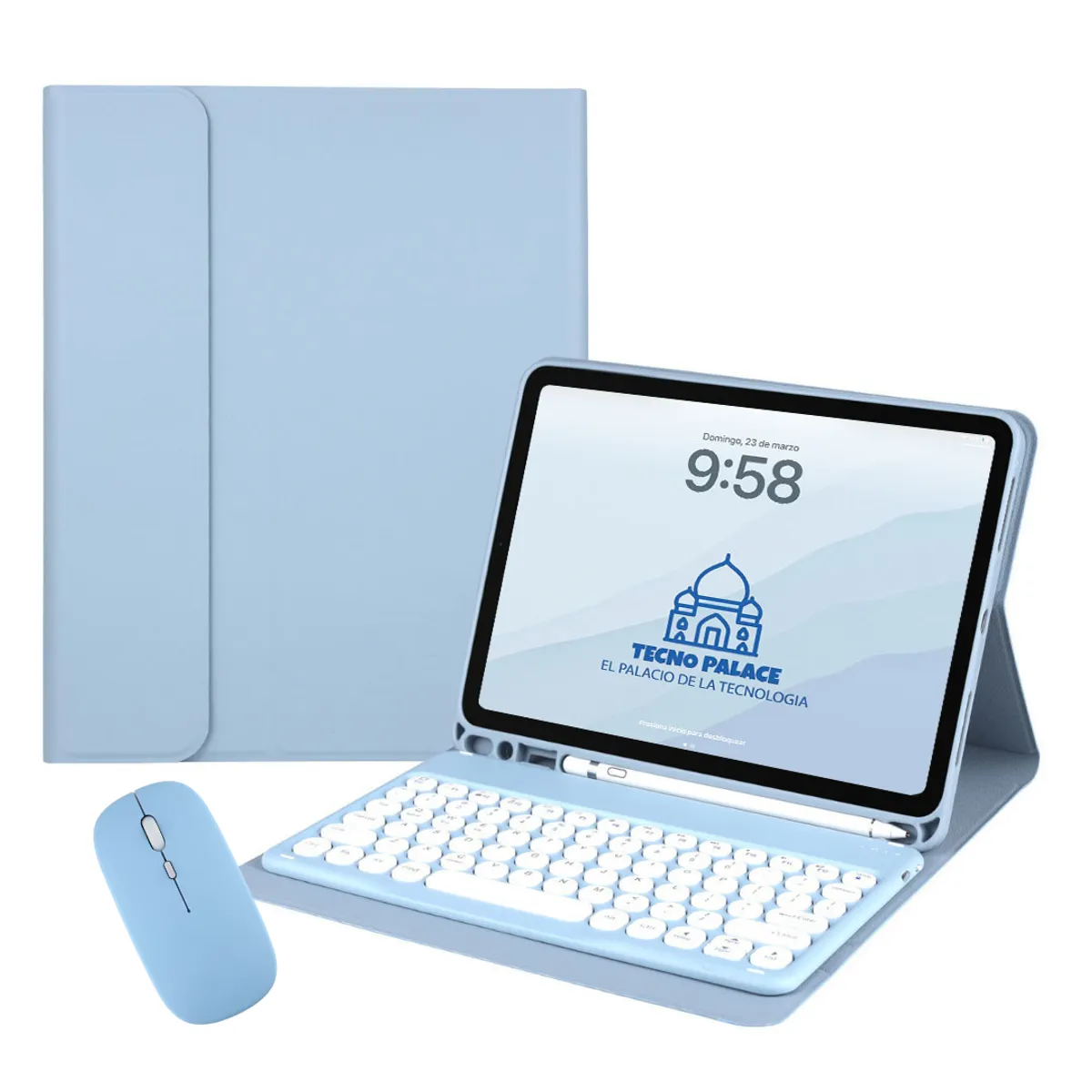 GENERICO - Fundas Con Teclado 2.0 y Mouse Para iPad Air 11 M2-M3 / Air 4-5- Letra Ñ