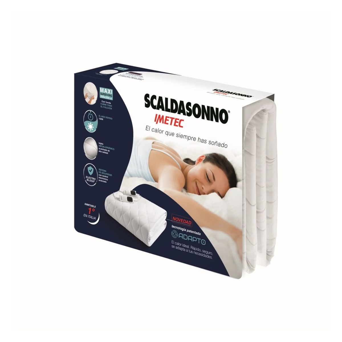 IMETEC - Calientacama Super King MAXI Adapto Poliéster 200x200cm 150w