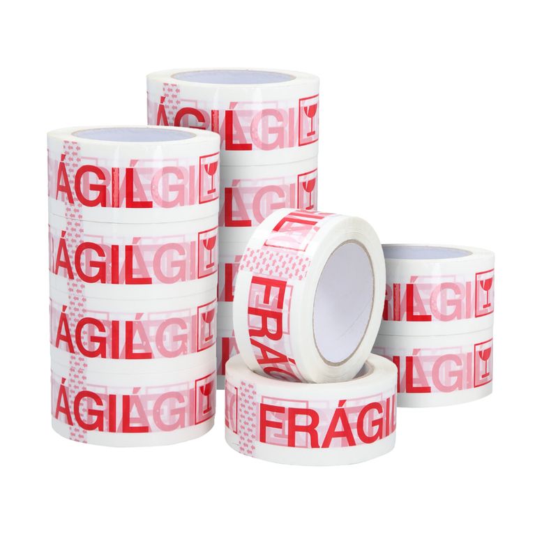 GENERICO - Cinta De Embalaje Frágil 48mm100m - Pack Mayorista - 12 Uds