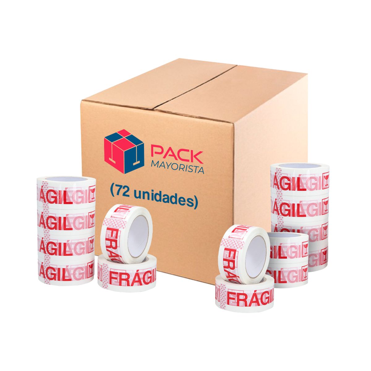 GENERICO - Cinta De Embalaje Frágil 48mm100m - Pack Mayorista - 72 Uds