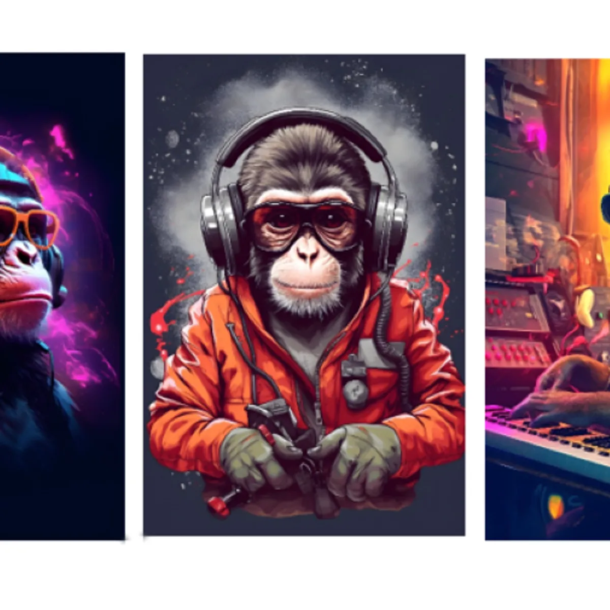 LOS REGALONES - Cuadro Canvas Imagen Monkey en lienzo Pack X3 Uds 30x50cm Cu