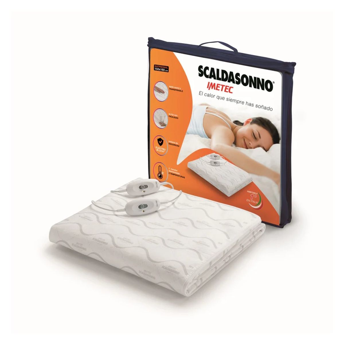 IMETEC - Calientacama 2 plazas Matrimonial Básico 150x160cm Scaldasonno