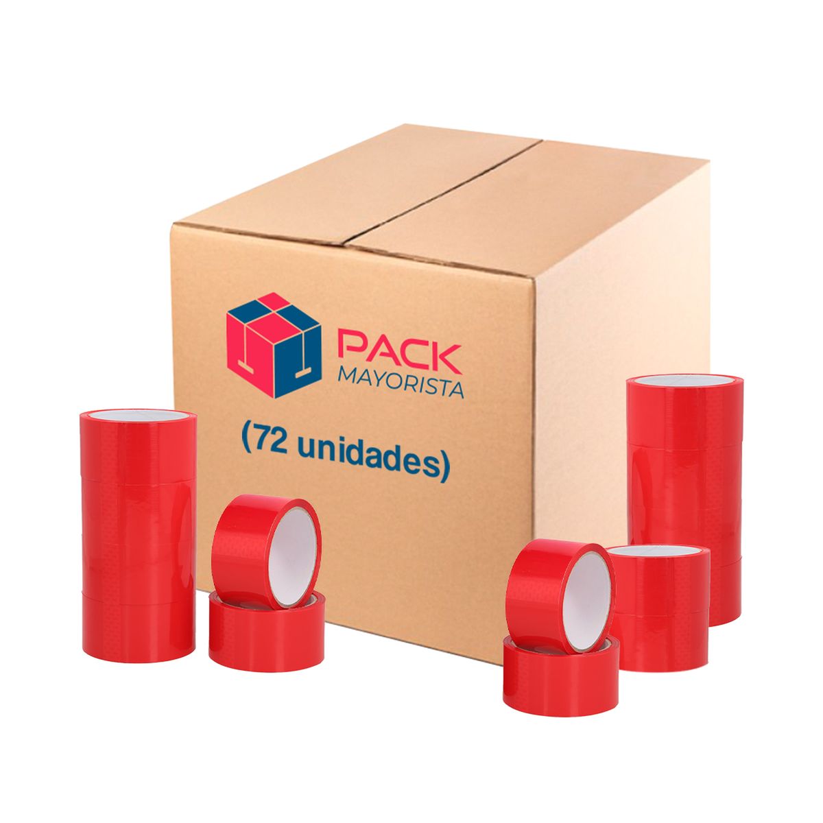 GENERICO - Cinta De Embalaje Roja 48mm40m - Pack Mayorista - 72 Uds