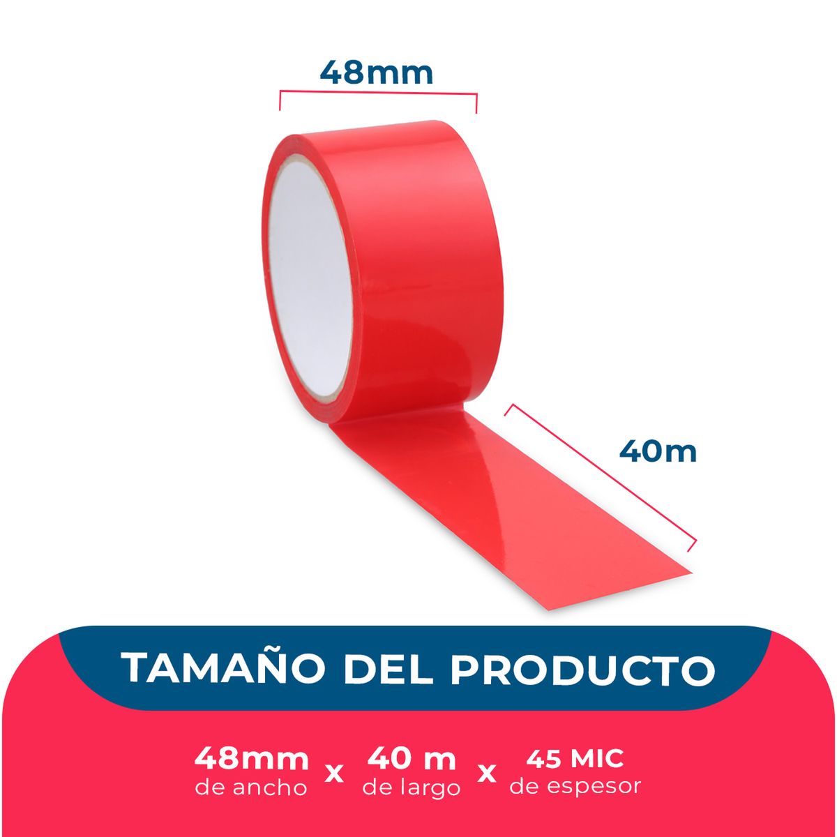 GENERICO - Cinta De Embalaje Roja 48mm40m - Pack Mayorista - 72 Uds