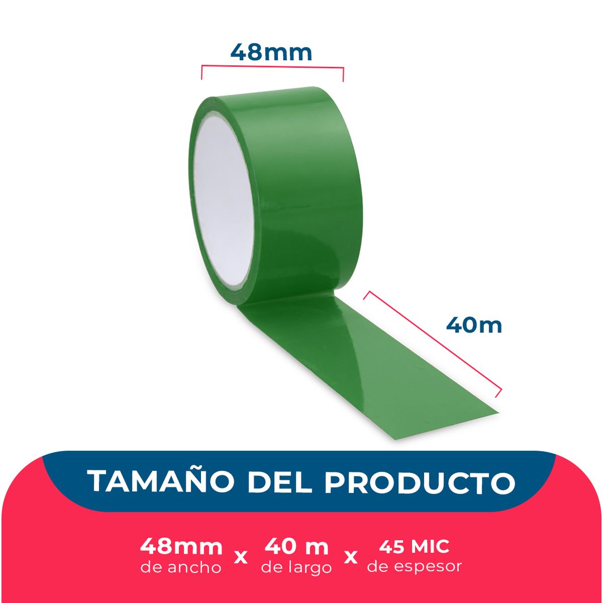 GENERICO - Cinta De Embalaje Verde 48mm40m - Pack Mayorista - 12 Uds