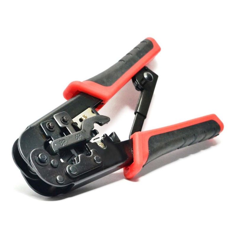 GEN - Crimpeadora Cable Red Metalica Alicate Crimpador RJ45 RJ12 RJ11 - Rojo