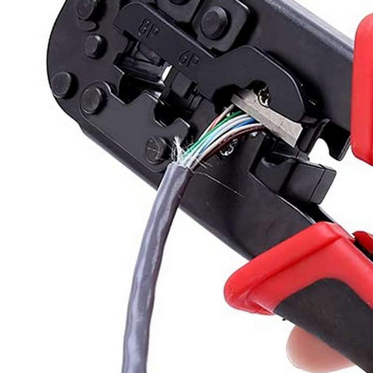 GEN - Crimpeadora Cable Red Metalica Alicate Crimpador RJ45 RJ12 RJ11 - Rojo