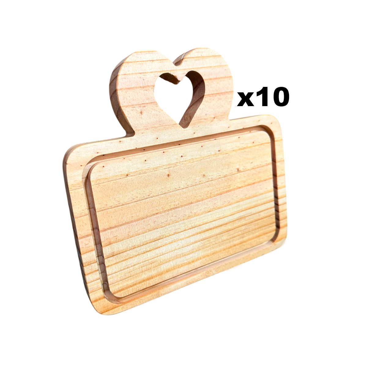 GENERICO - pack de 10 Tabla De Picoteo, Picadillo O Cocktail  Modelo 2 CORAZON 22X21X2