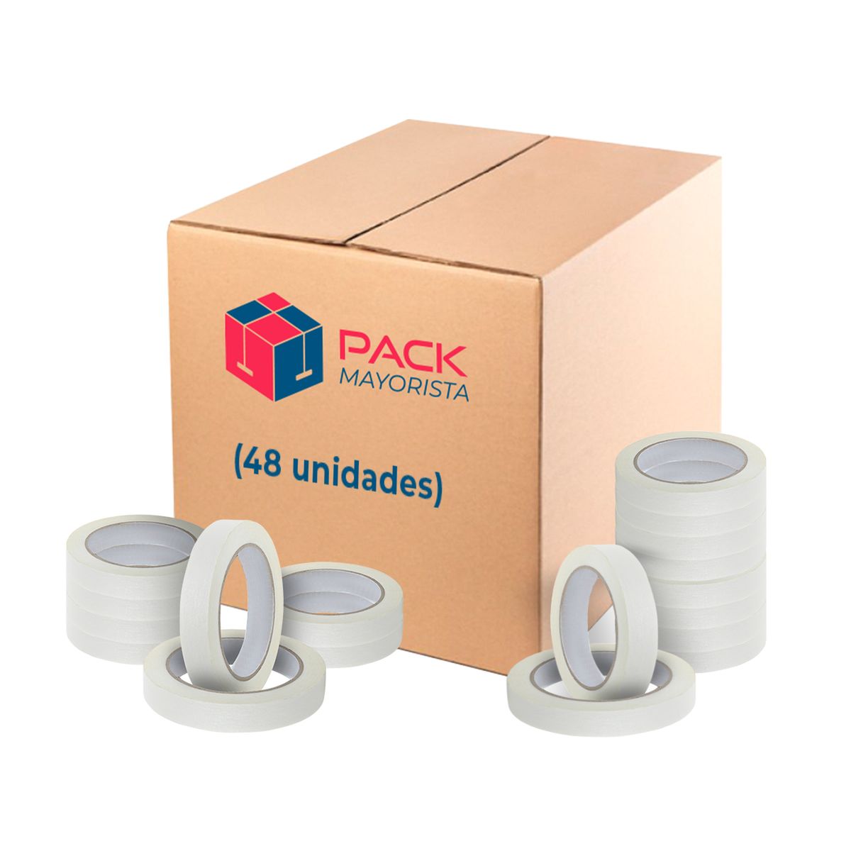 GENERICO - Cinta Papel Masking Tape 18mm40m - Pack Mayorista - 48 Uds