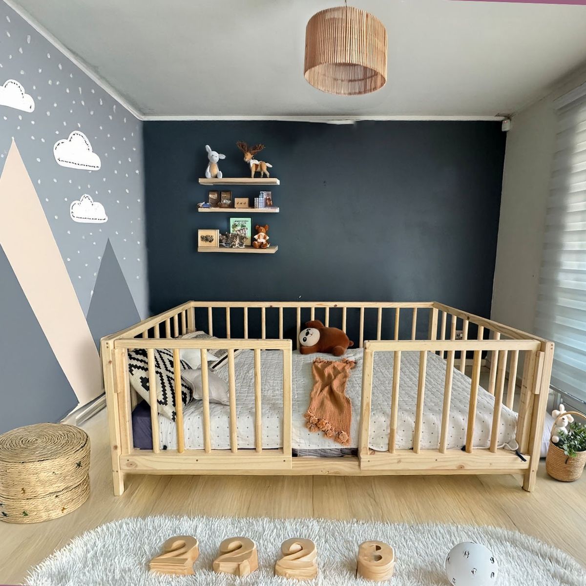 GENERICO - Cama Montessori Eco Corral 1 plaza y media