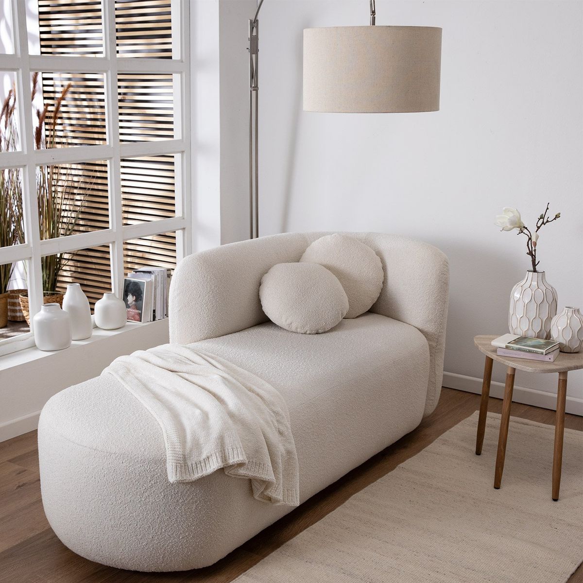 GENERICO - Sofa Kim 3 Cuerpos 180x76 Boucle Blanco.