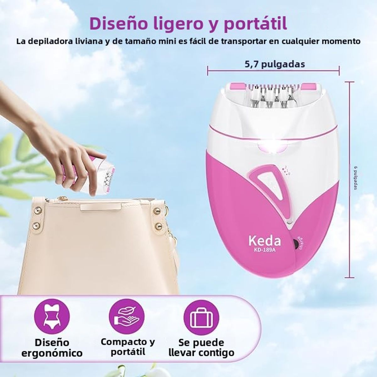 TIOZONEY - Depiladora eléctrica recargable por USB