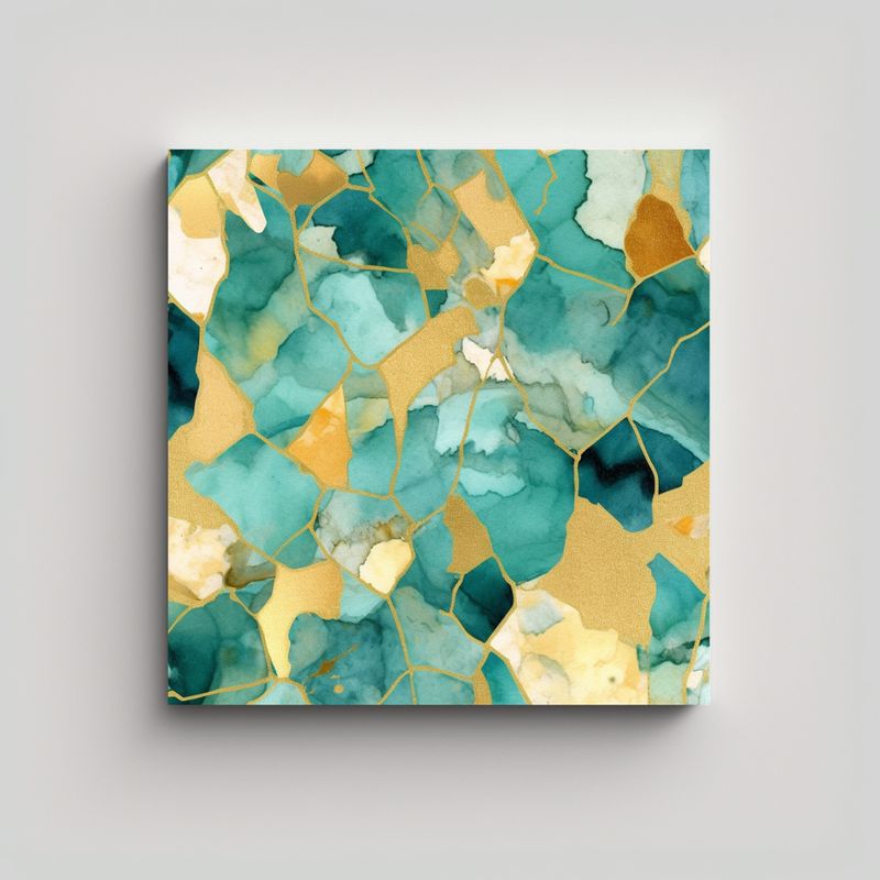 GENERICO - Pintura Decorativa De Mapa Acuarela Dorado Y 60x60 Cm