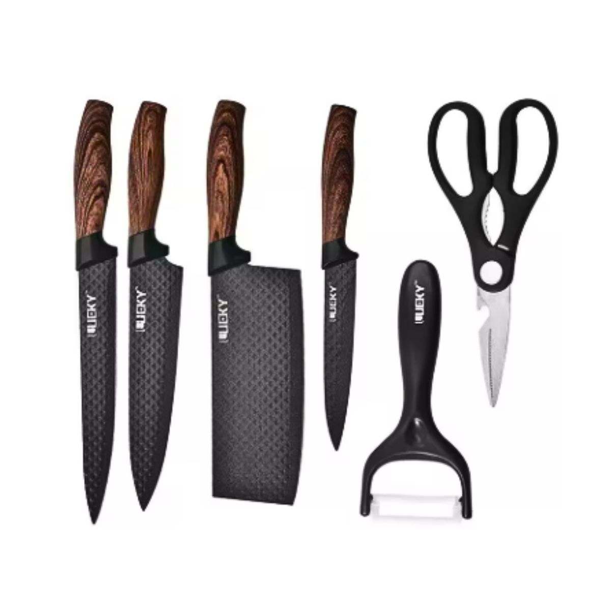 IRM - Juego De Cuchillos Cocina Tijera Y Pelador 6 Piezas Acero