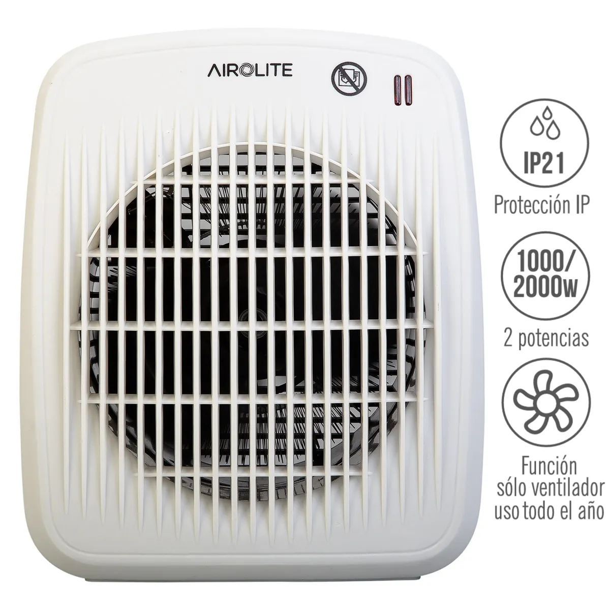 AIROLITE - Termoventilador Calefactor Apto Baños Estufa Airolite Ht2018 20m2 IP21