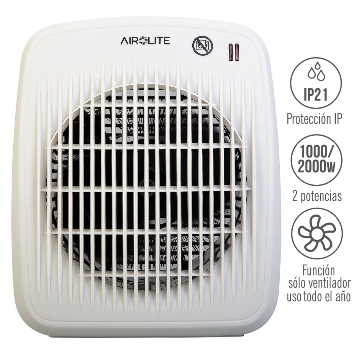 AIROLITE - Termoventilador Calefactor Apto Baños Estufa Airolite Ht2018 20m2 IP21