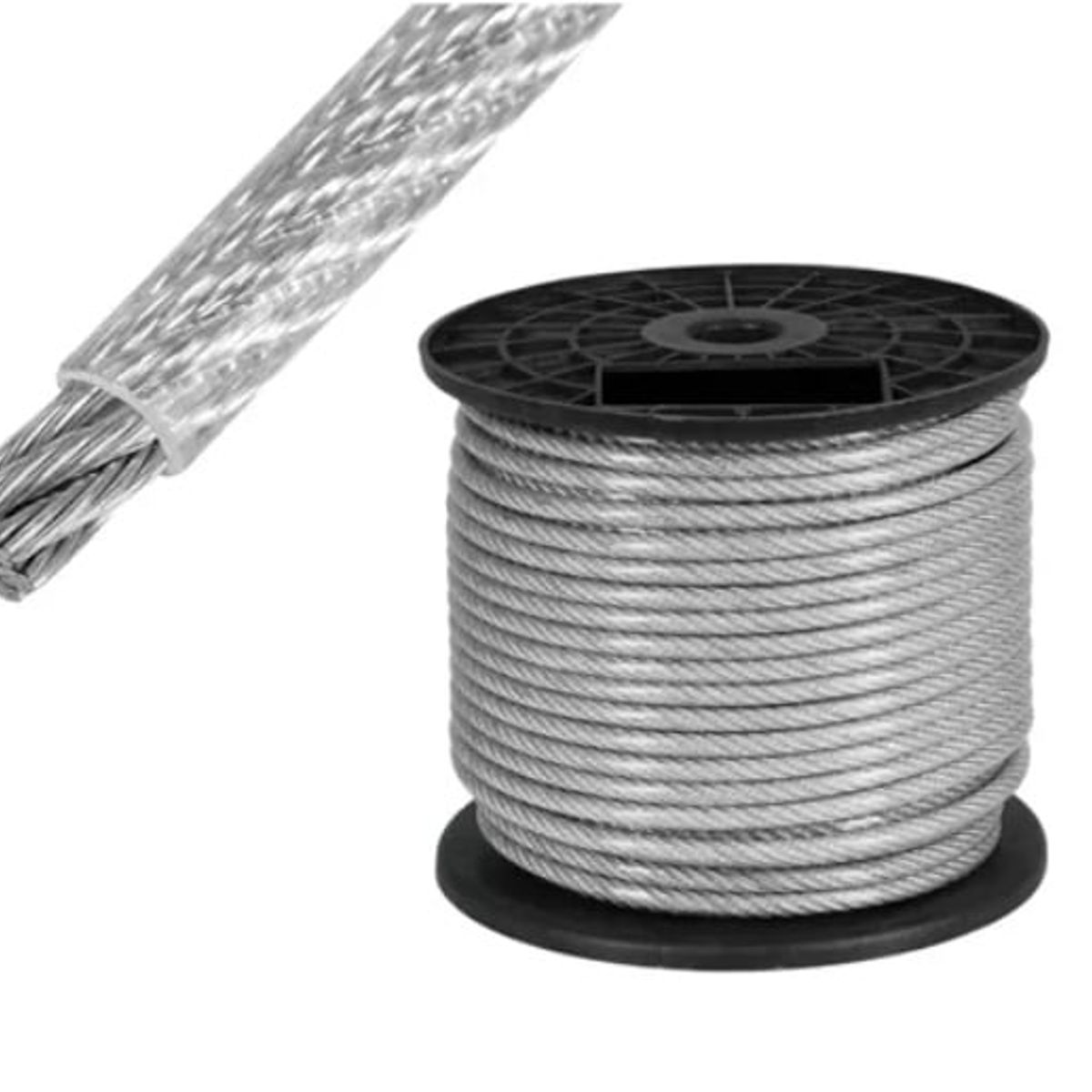 GENERICO - Piola Cable De Acero 3 A 4 Mm Forrado Pvc 100 Metros