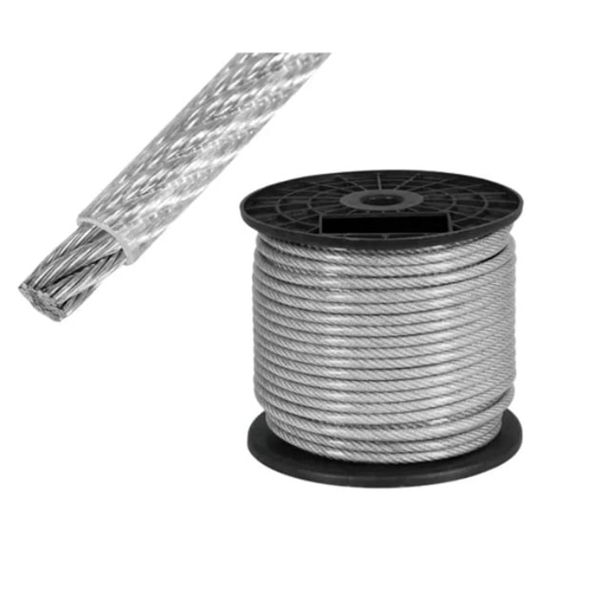 GENERICO - Piola Cable De Acero 3 A 4 Mm Forrado Pvc 100 Metros