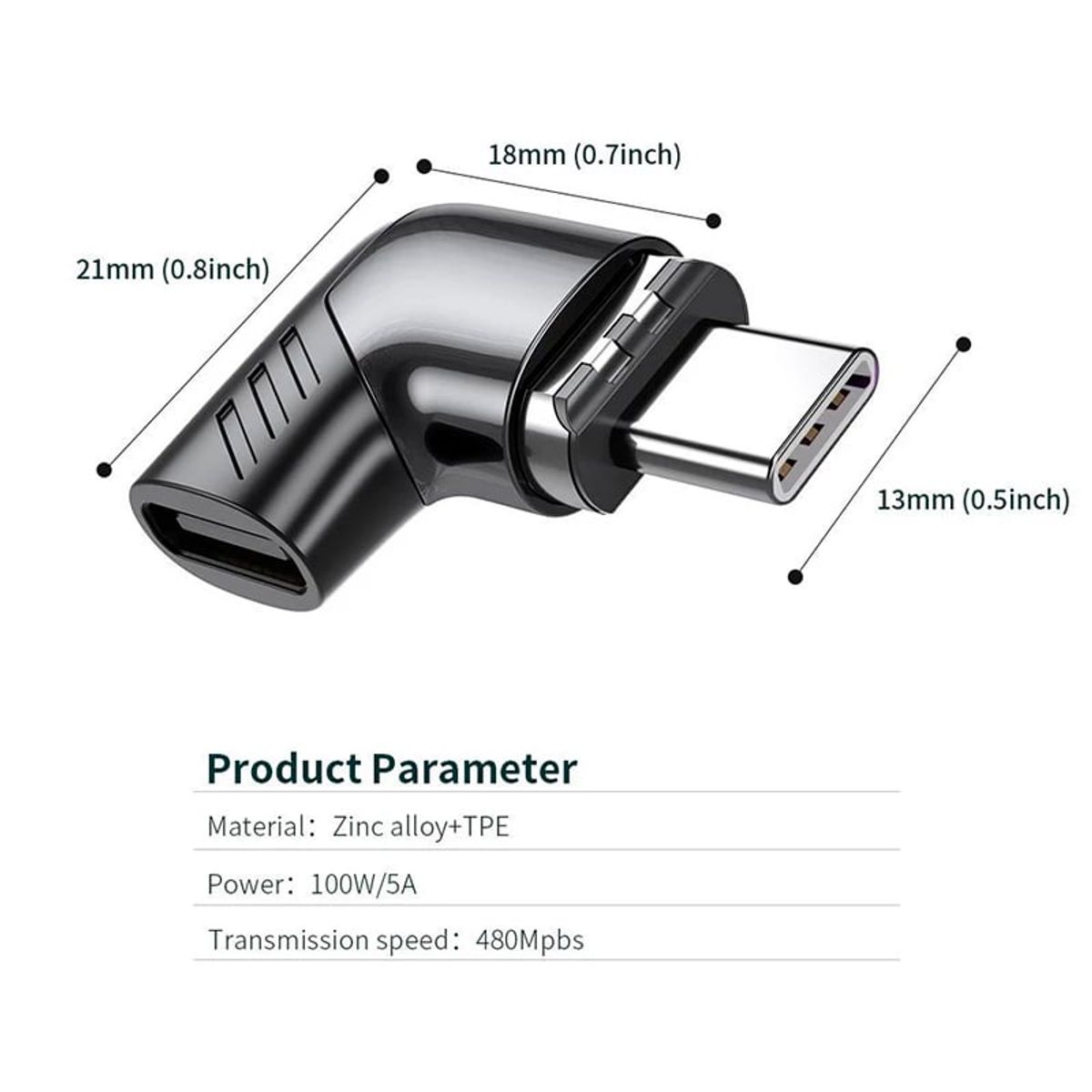 GENERICO - Adaptador Magnético USB-C Para Carga Y Trasmisión De Datos