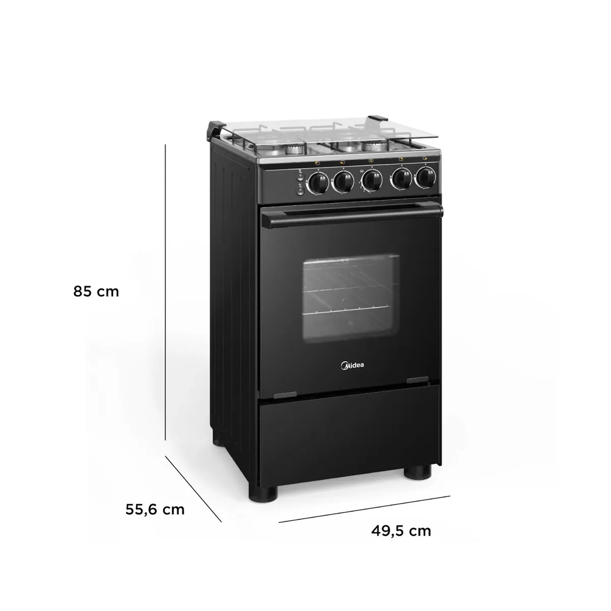 MIDEA - Cocina a gas Midea 4 quemadores MCG-4QSG20NSBK