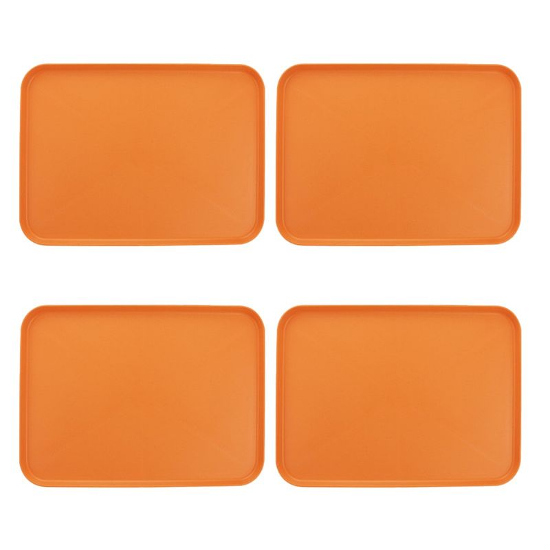 GENERICO - 38x27cm Rápida Comida Bandeja 4pcs Reutilizable Multiuso-Naranja