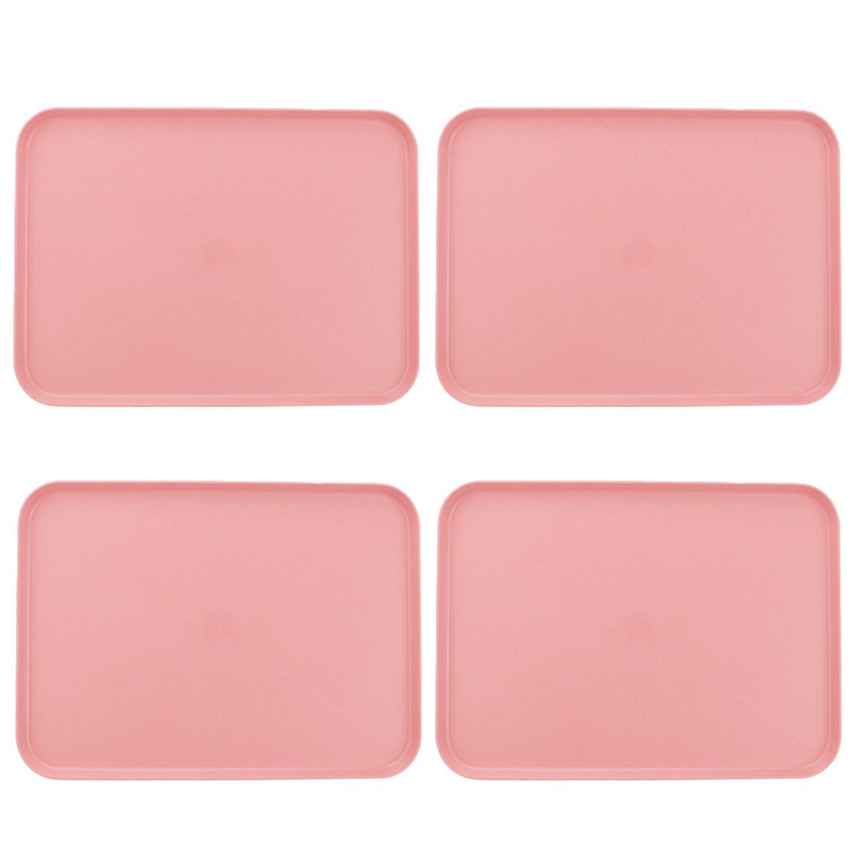 GENERICO - 38x27cm Rápida Comida Bandeja 4pcs Reutilizable Multiuso-Rosa