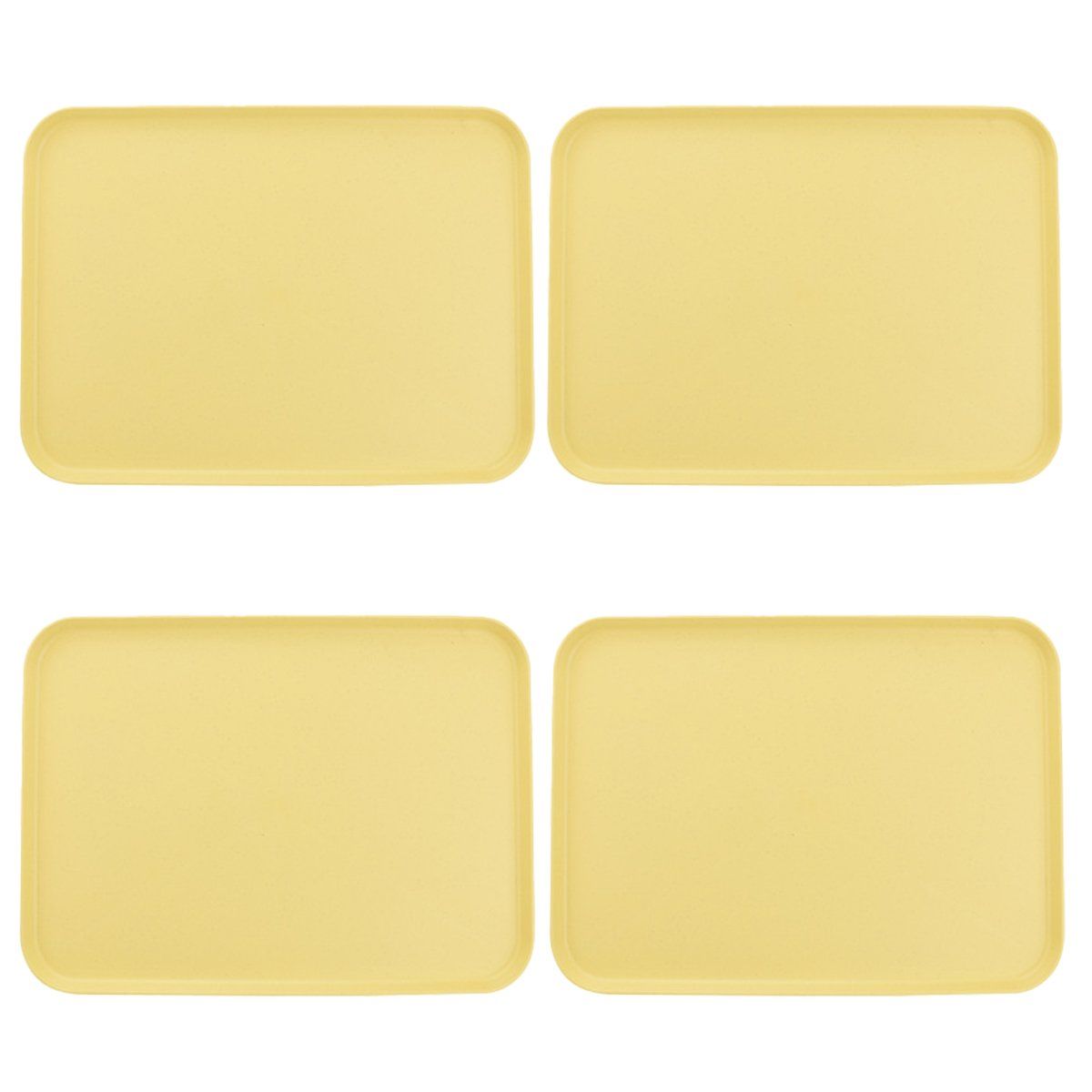 GENERICO - 38x27cm Rápida Comida Bandeja 4pcs Reutilizable Multiuso-Amarillo