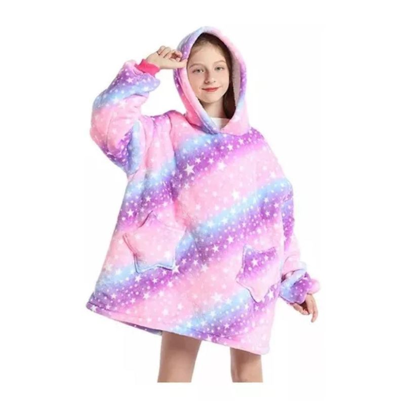 GENERICO - Poleron De Polar Manta Para Invierno Infantil Morado Estrellas