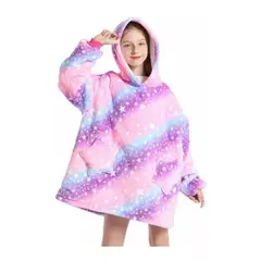 GENERICO - Poleron De Polar Manta Para Invierno Infantil Morado Estrellas