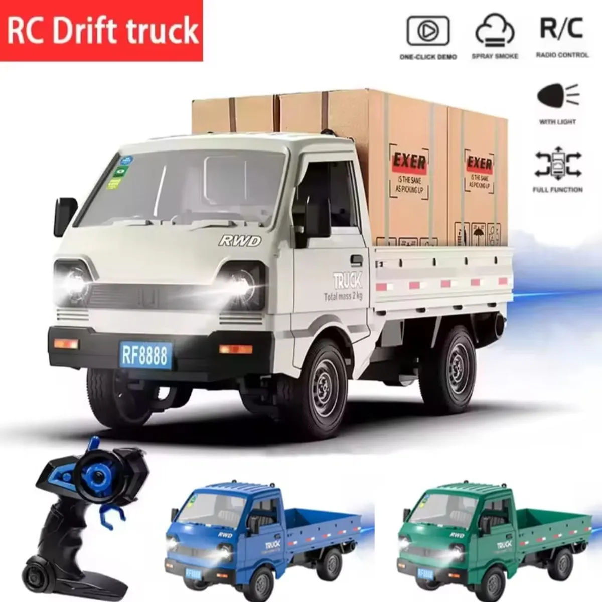 GENERICO - camión 3 /4 de carga, luz led y control remoto escala 1 :16