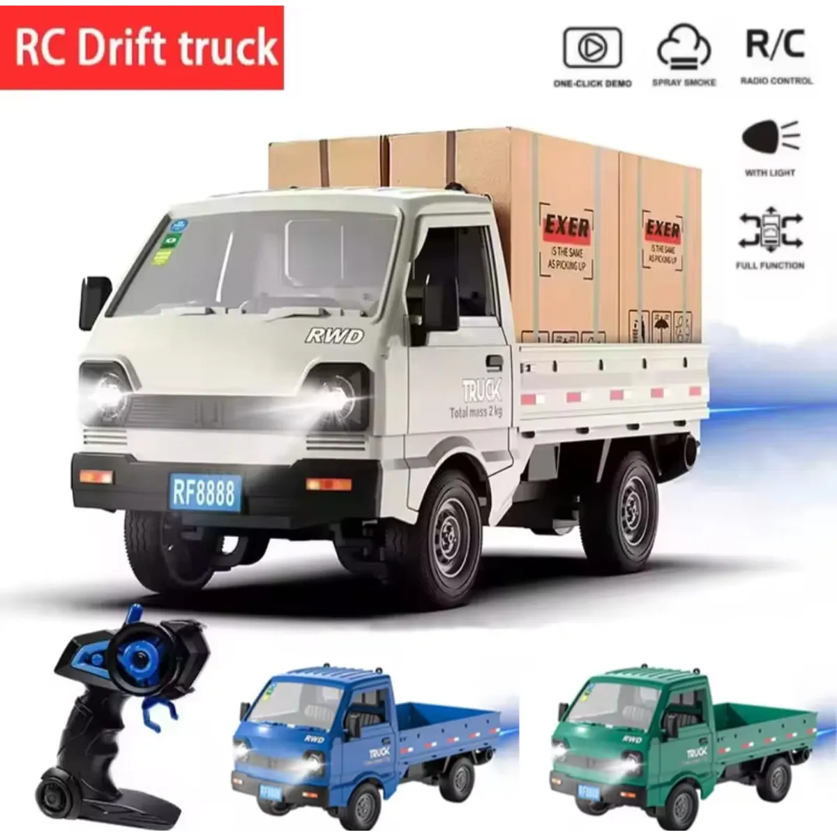 GENERICO - camión 3 /4 de carga, luz led y control remoto escala 1 :16