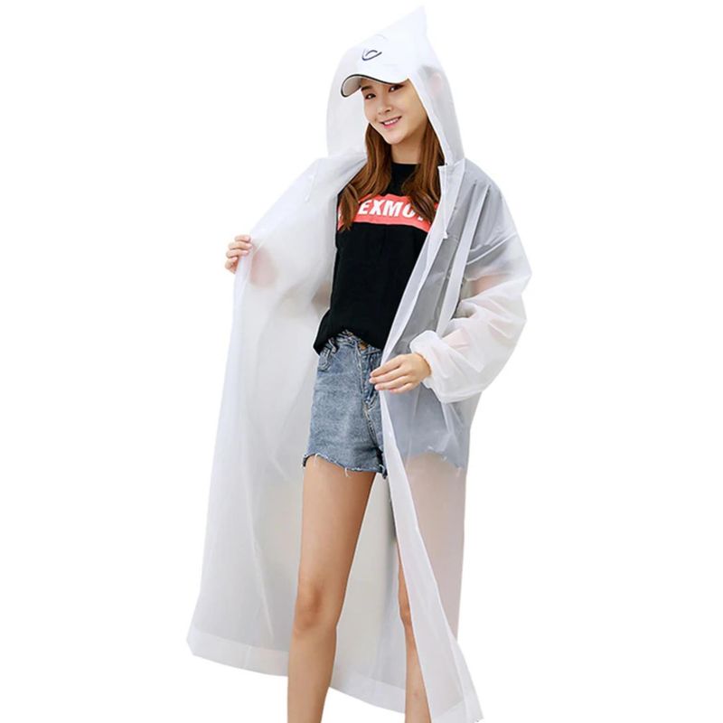 GENERICO - Poncho Impermeable Con Gorro Para Lluvia Transparente