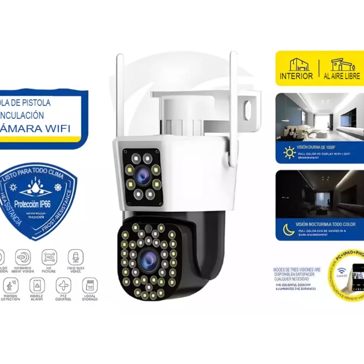Cámara De Seguridad Infrarrojo Hd Wifi Inteligente Para Interiores y Exteriores, marca GENERICO - Foto 2