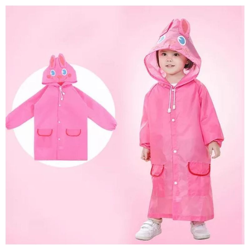 GENERICO - Poncho Impermeable Con Gorro Para Lluvia Infantil Rosado
