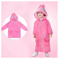 GENERICO - Poncho Impermeable Con Gorro Para Lluvia Infantil Rosado