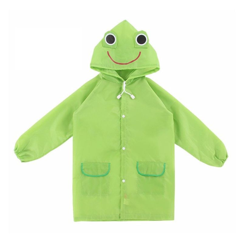 GENERICO - Poncho Impermeable Con Gorro Para Lluvia Infantil Verde