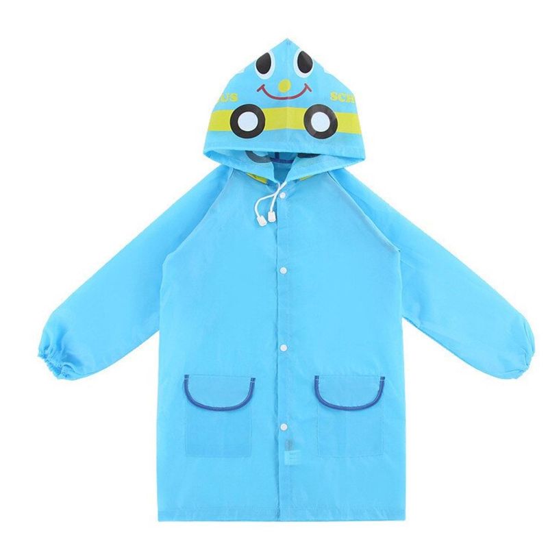 GENERICO - Poncho Impermeable Con Gorro Para Lluvia Infantil Celeste