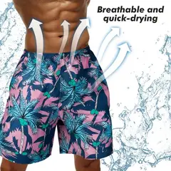 EDWINAYY - Traje Baño De Hombre Con Estampado Floral De Gran Tamaño