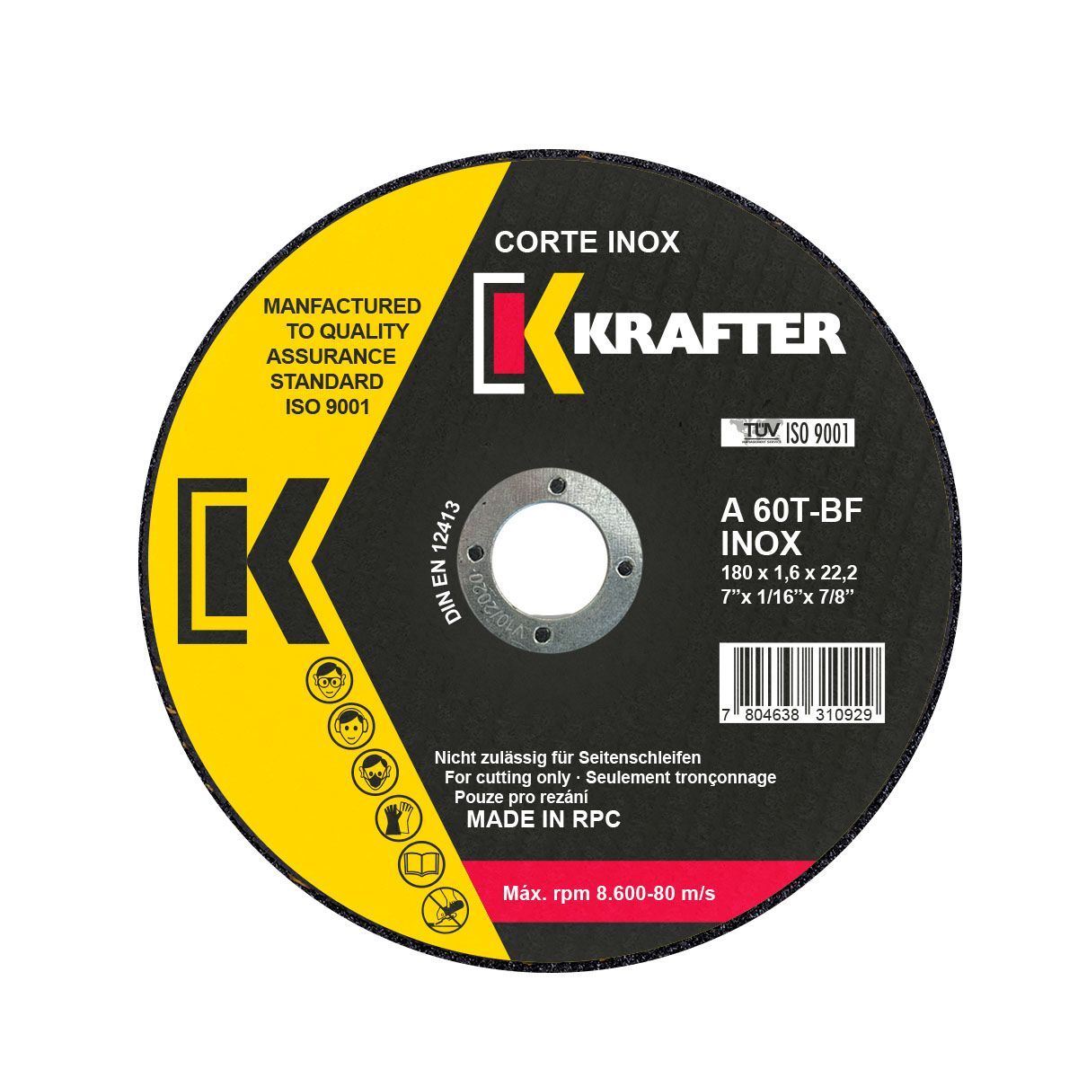 KRAFTER - DISCO CORTE INOX 7' PROFESIONAL CAJA 25 UNIDADES KRAFTER