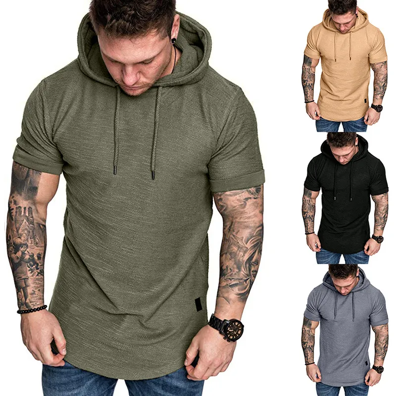 EDWINAYY - Poleron algodón Canguro Capucha Hombre Para Estampar Playera Manga Corta Con Capucha De