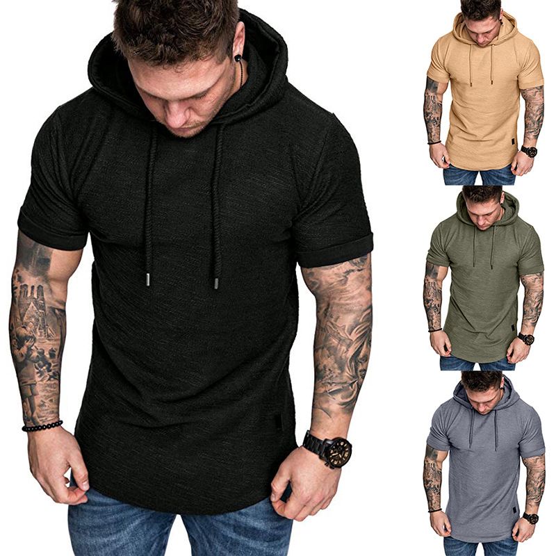 EDWINAYY - Poleron algodón Canguro Capucha Hombre Para Estampar Playera Manga Corta Con Capucha De