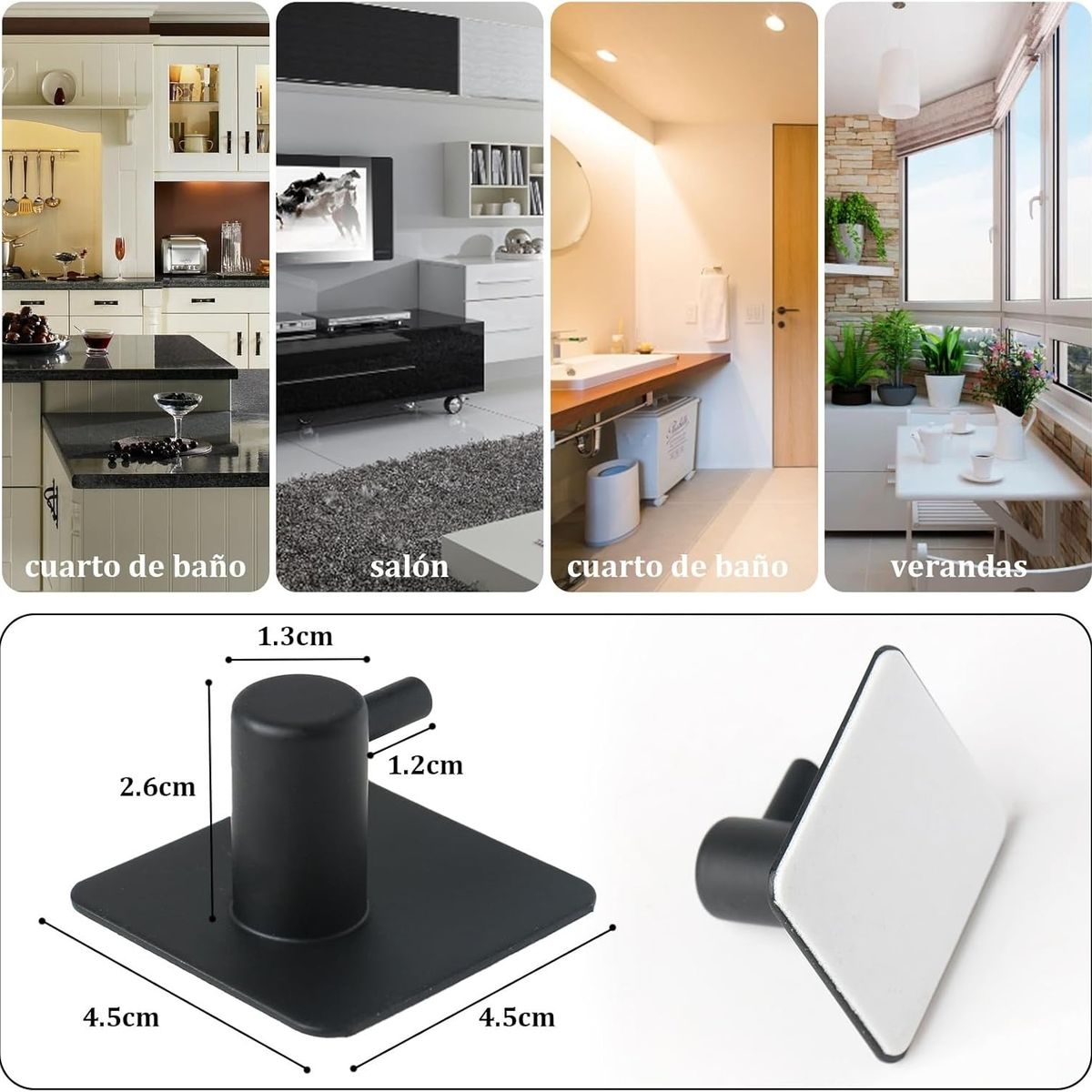 TNAKIEX - 10Pz Ganchos Adhesivos Colgador Perchero Baño Cocina Acero Inox