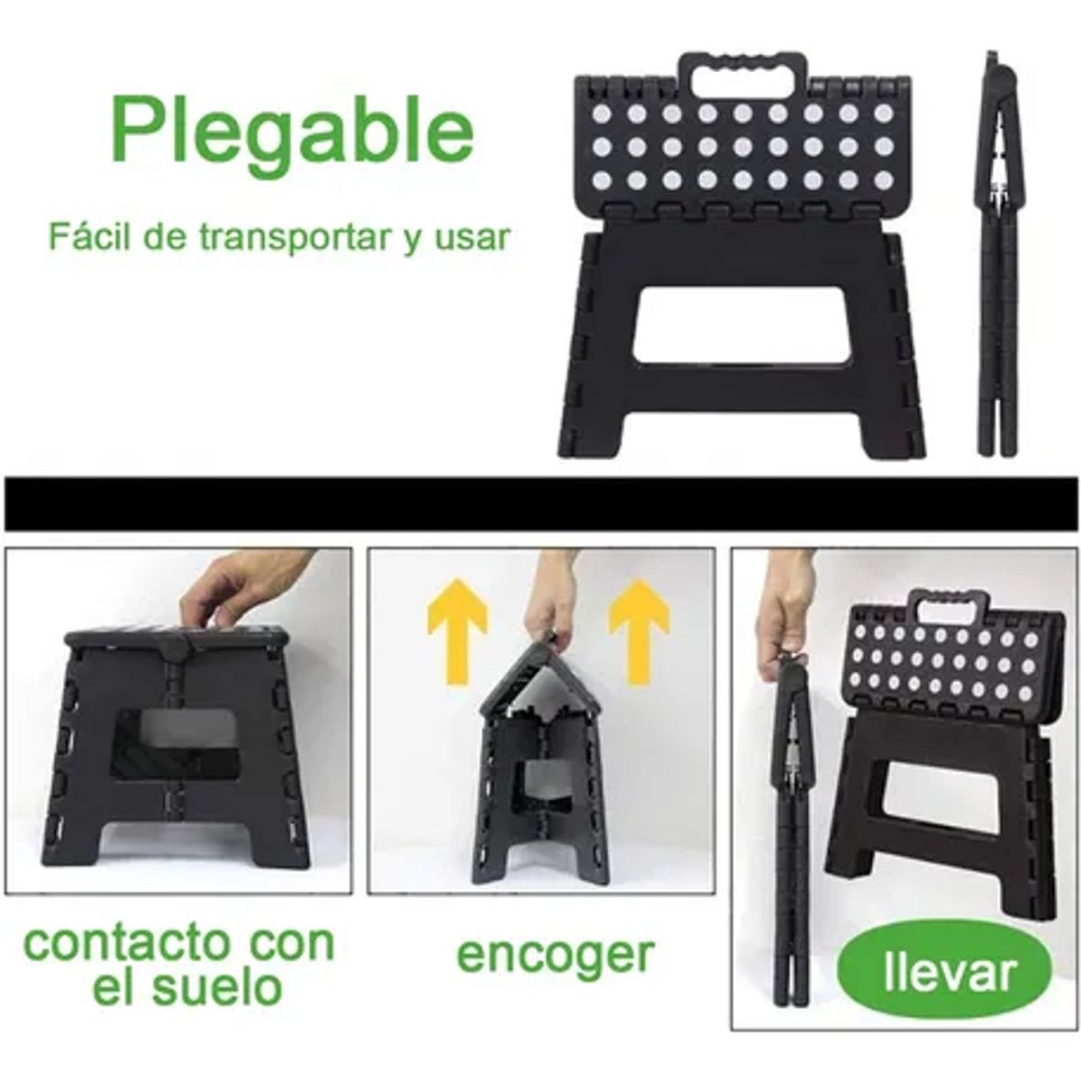 EDWINAYY - Banquito Plegable Taburete Pórtatil Mediano Piso 35x29x28cm