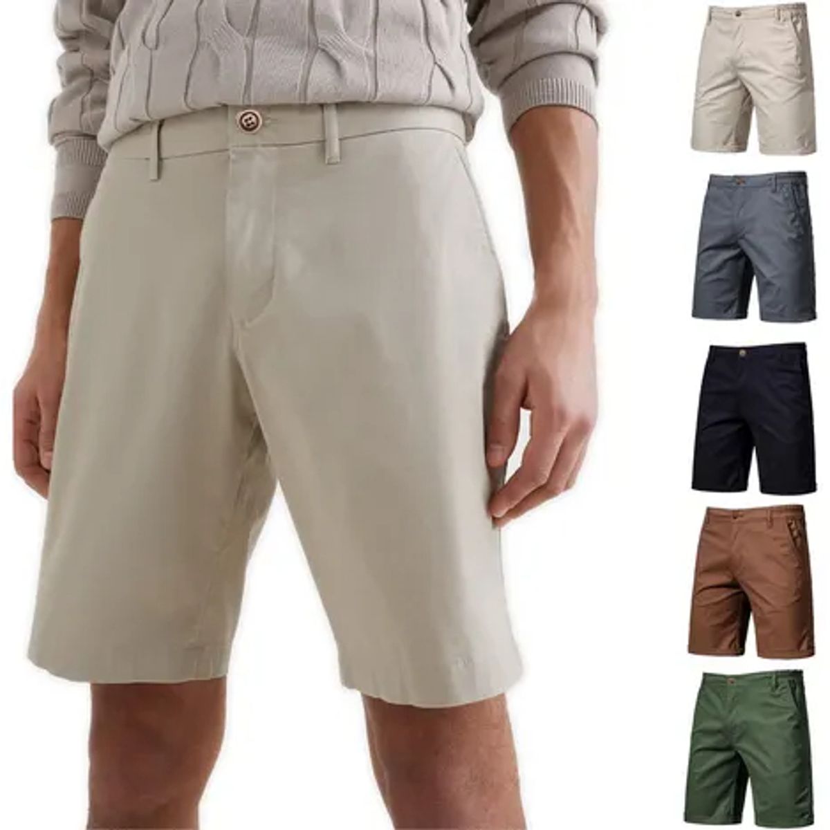 EDWINAYY - Shorts Hombre Adulto Poliéster Corto Cargo Casual Mezclilla