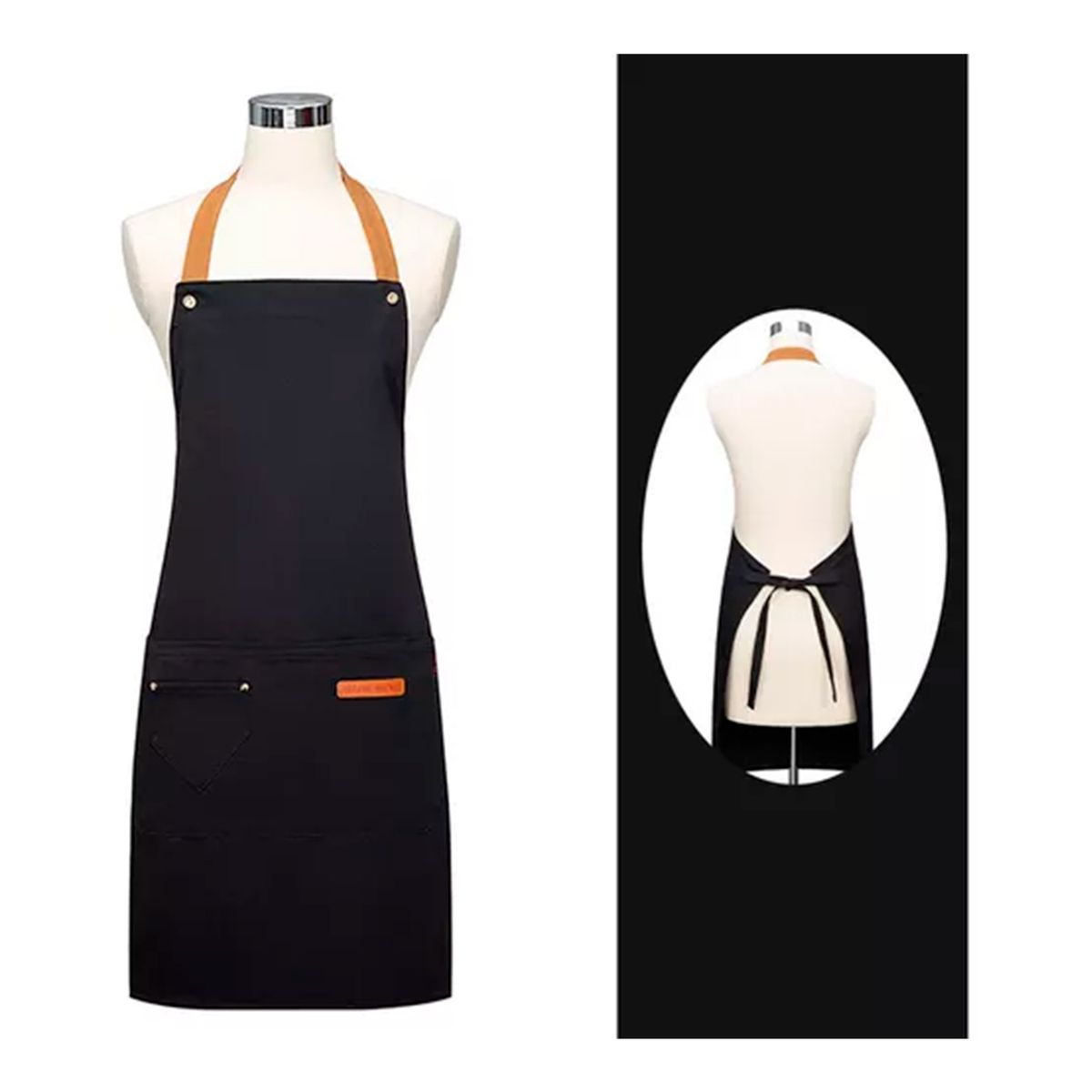 GENERICO - Delantal De Cocina Impermeable A Prueba De Aceite Negro